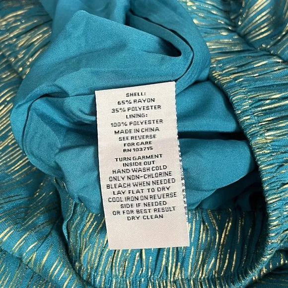 Nanette Lepore Skirt Womens M Teal Gold Pull On Elastic Waist Handkerchief Hem - Picture 12 of 16